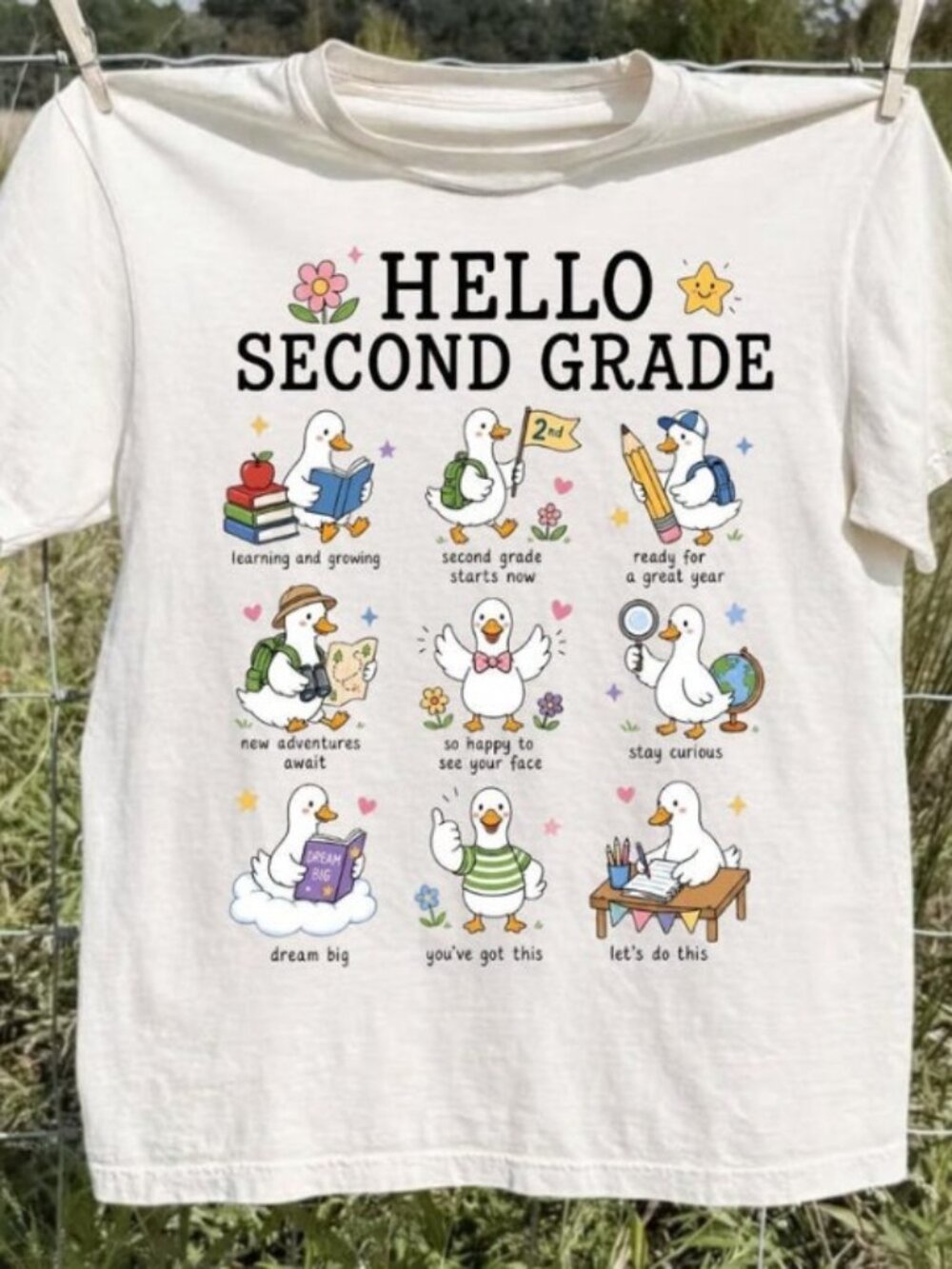 Hello Second Grade Goose T-Shirt, Girls 1st Day Of School Shirt